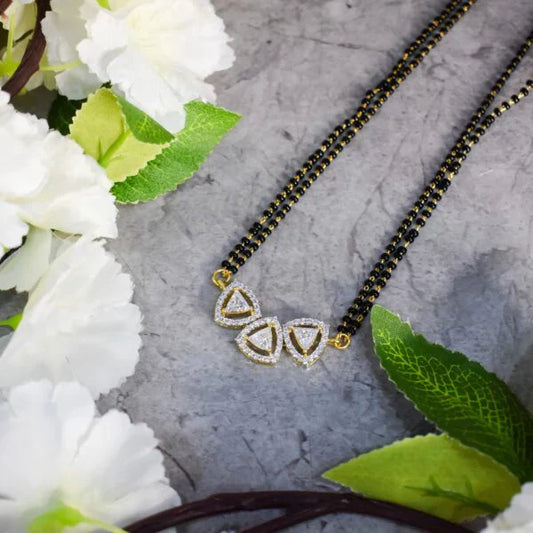 Triple Solitaire Mangalsutra with Earrings