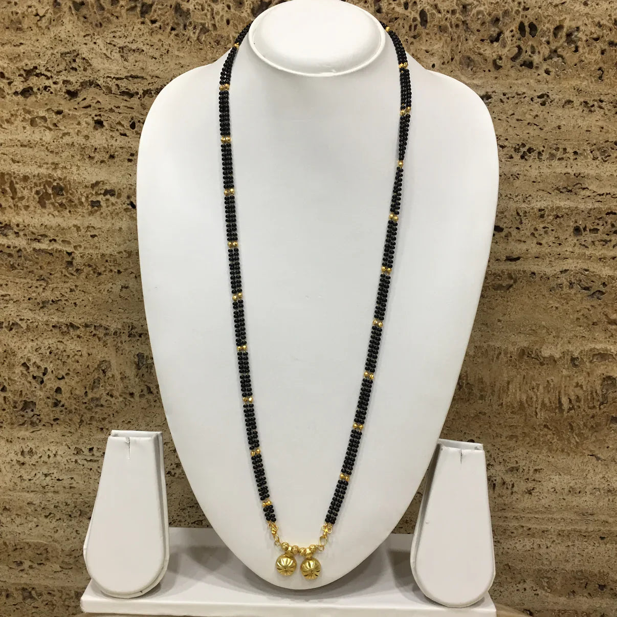 Long Mangalsutra Designs Gold Plated Latest 2 Vati Pendant Traditional Mangalsutra