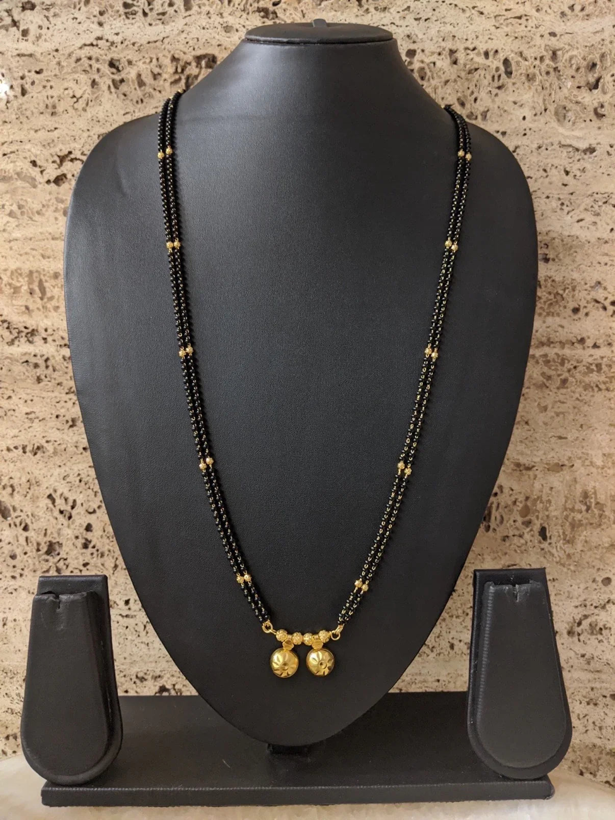 Long Mangalsutra Designs Gold Plated Latest 2 Vati Pendant Traditional Mangalsutra